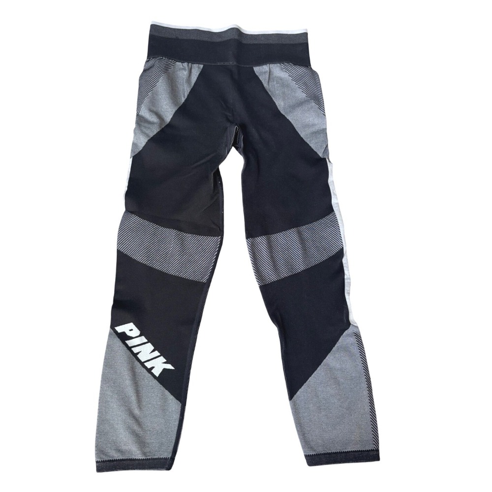 PINK Victoria's Secret Cool & Comfy Leggings Activewear Black Gray Size L